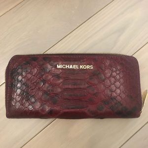 RED Michael Kors snakeskin wallet